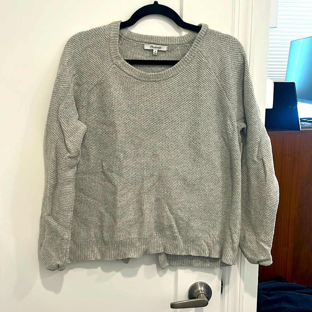 Madewell gray wool blend sweater with cross back